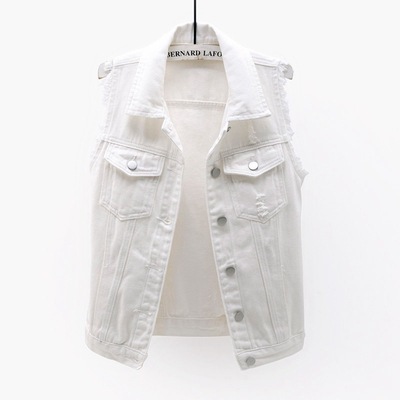 Cross-Border Colorful Denim Vest for Women, Simple Slim-Fit Sleeveless White Top, Solid Color Vest, Foreign Trade Vest