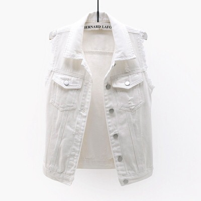 Cross-Border Colorful Denim Vest for Women, Simple Slim-Fit Sleeveless White Top, Solid Color Vest, Foreign Trade Vest