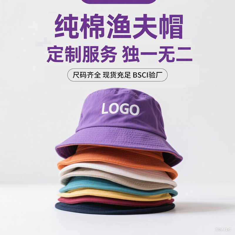Cotton fisherman hat outdoor sunshade parent-child special hat men's custom logo light plate solid color basin hat women wholesale