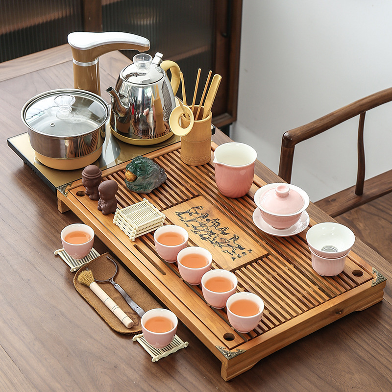 茶器セット家庭用全自動セット工夫茶杯紫砂茶道オフィス一体茶台実木茶盤|undefined