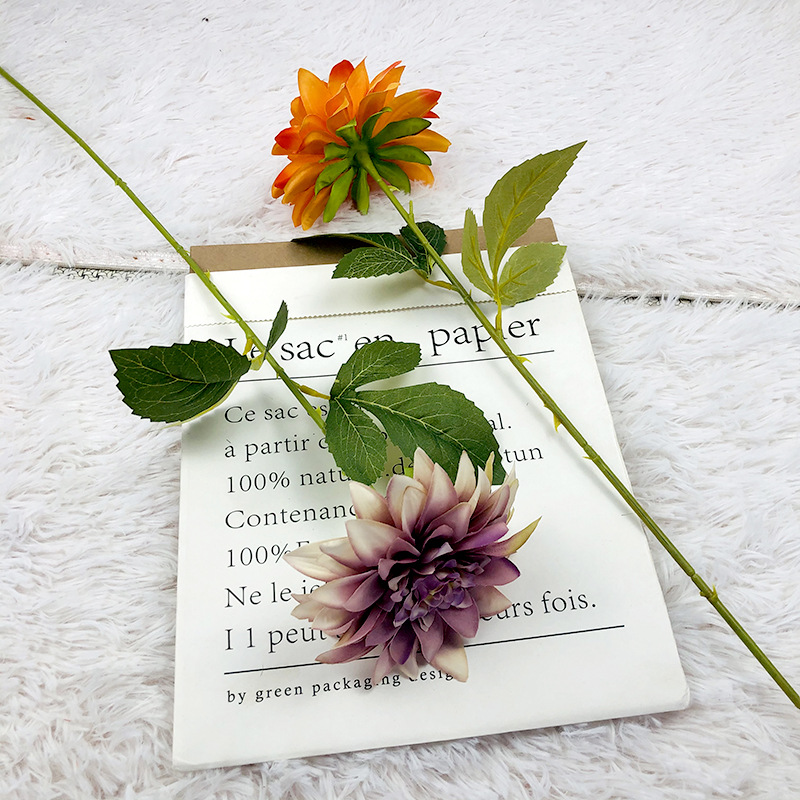 Simulated Dahlia Single Wedding Dahlias for Import Fake Flowers Flower Arrangement Wedding Home Decor Flower Materials Wholesale