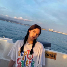 noeasy欧阳娜娜明星同款彩虹字母印花宽松短袖T恤男GALLERY DEPT