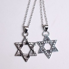 Factory Direct Sale Star Style Cast Pattern Hexagram Pendant Trendy Cool Men's Alloy Necklace