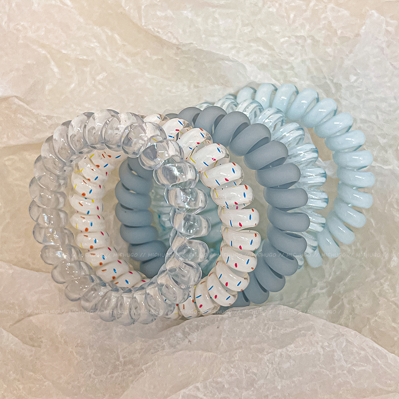 5 pieces of sea salt blue telephone wire hair ring women's high elasticity does not hurt hair rubber band simple temperament hair tiara hair rope 5 pieces of sea salt blue telephone wire hair ring women's high elasticity does not hurt hair rubber band simple temperament hair tiara hair rope