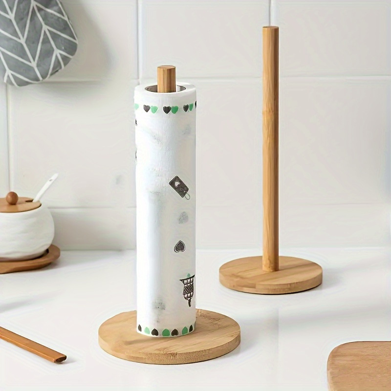 Encimera de bambú de envío transfronterizo, soporte para toallas de papel, soporte para toallas de papel de cocina de estilo japonés, soporte de almacenamiento de película transparente vertical de bambú natural