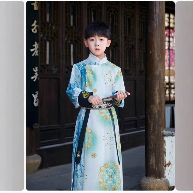 Детская одежда в китайском стиле для мальчиков, весна 2025, новый национальный стиль принца, красивый костюм, традиционная китайская одежда, повседневный костюм Тан