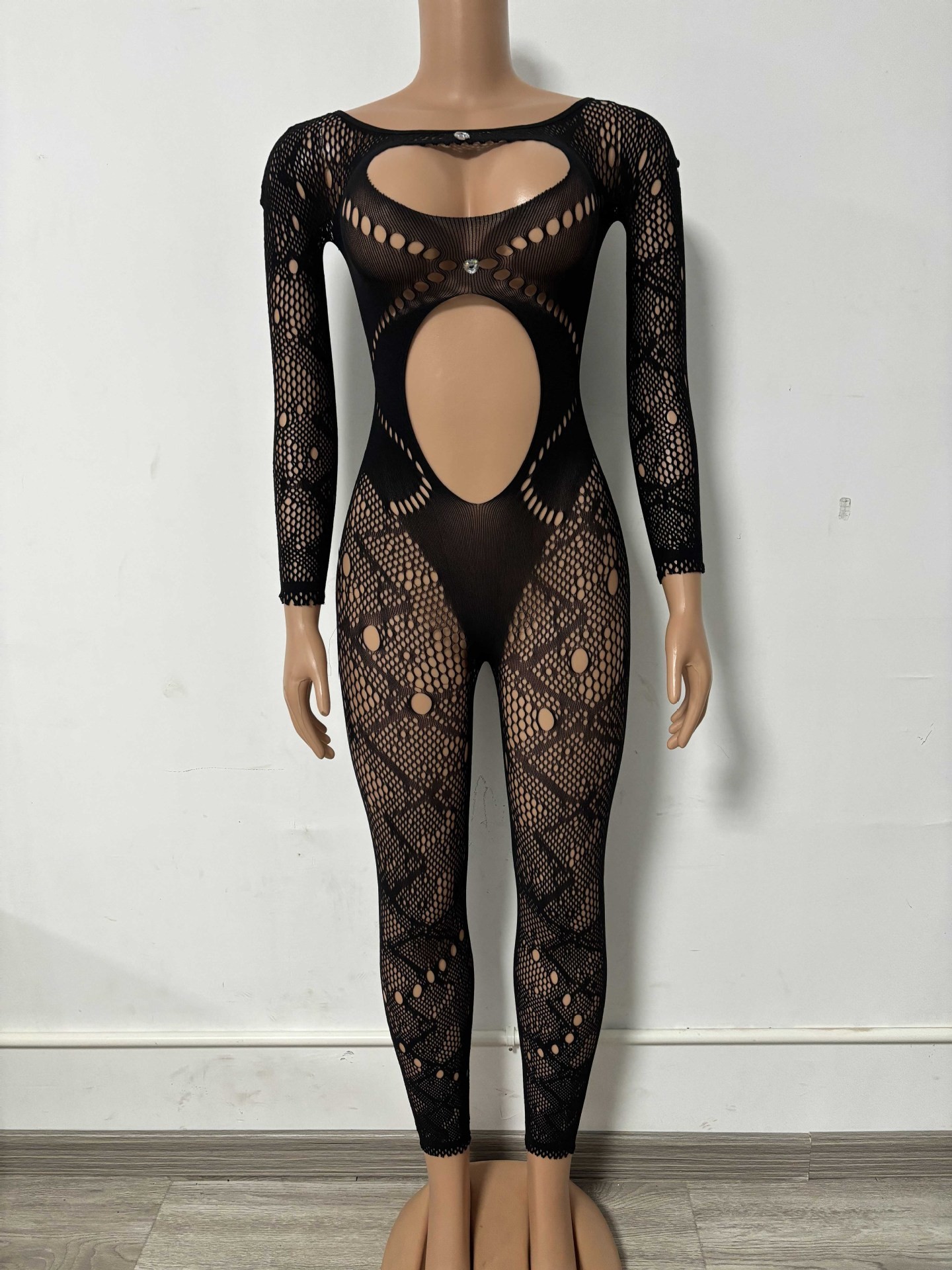 Yue mariposa ropa interior de color sólido cuello redondo encaje hueco delgado sexy de manga larga coqueteando seducción junky YDT032 image 7
