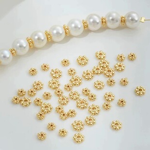 Wheel Beads 18K Gold Accessories Spot Snowflake Spacer Spacer Beads Multi-Specification Au750 Color Gold Handmade Materials