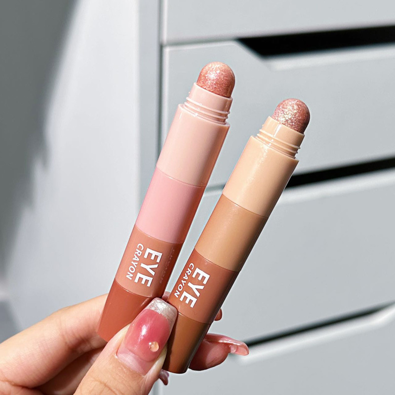 Göz Farı Dörtlü Kalem Yatan İpekböceği Vurguları Toprak Rengi İnci Işık İnce Flaş Tembel Göz Farı Çubuğu_voghion.com