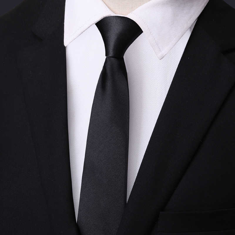 Tie for Men, Black Hand-Knotted, Lazy Korean Style Business Formal Wear, Groom's Wedding 5cm Female Gentleman's Dress