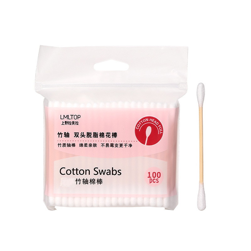 Ramila 100 hisopos de algodón de doble cabeza hisopos de algodón desbrosado maquillaje belleza hisopos de algodón bolsas A650 fábrica Freight Express