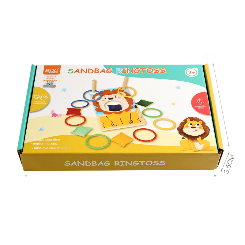 Cartoon de madera transfronteriza arrojar bucles bucles de arrojar bolsas de arena juegos bolsas de arena juguetes interactivos para niños al por mayor