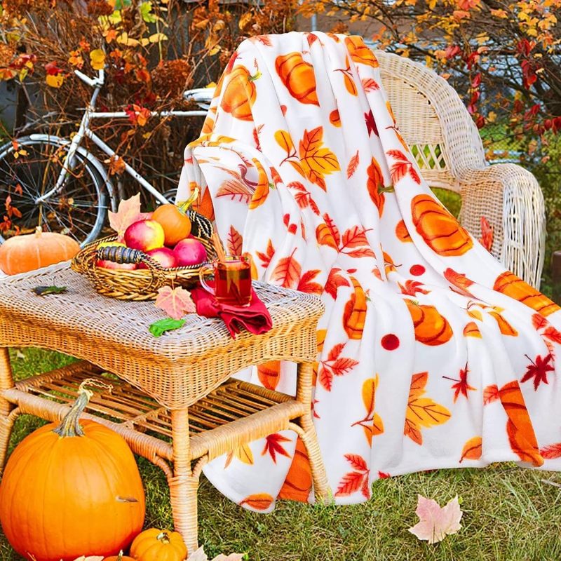 ハロウィーンカボチャ秋色フランネルデジタルプリント毛布、多目的毛布|undefined