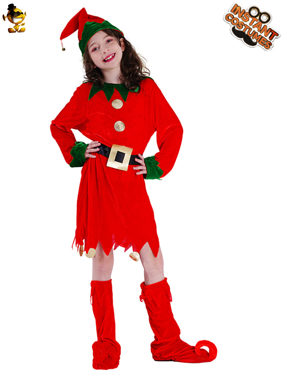 Fiesta disfraz fiesta disfraz Verde Navidad niño niña Rojo Navidad vestido mascarada