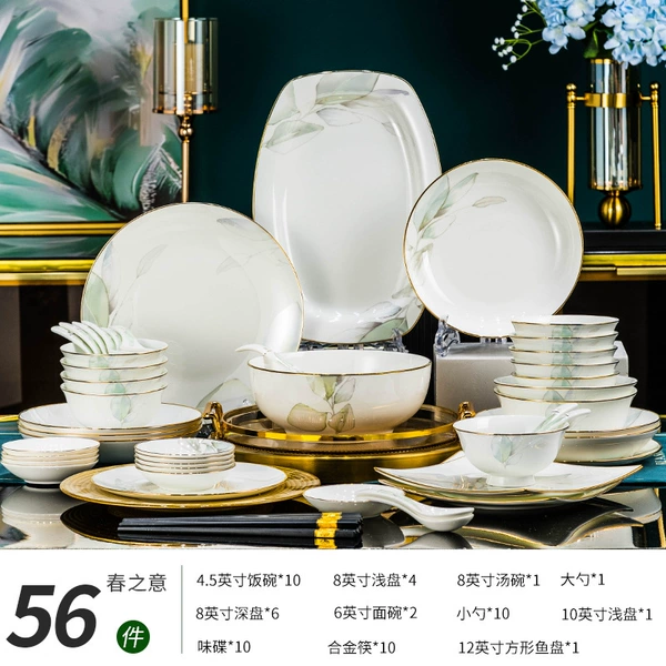 Spring 56-piece upgrade with large soup bowl [dishwasher and microwave safe]