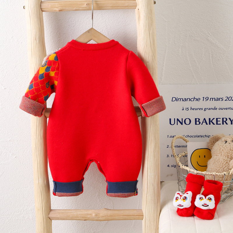 06  설날 이브 옷 용 년 축제 옷 남자 보물 주 년 옷 점프 수트 가을과 겨울 작은 달 나이 새해 옷