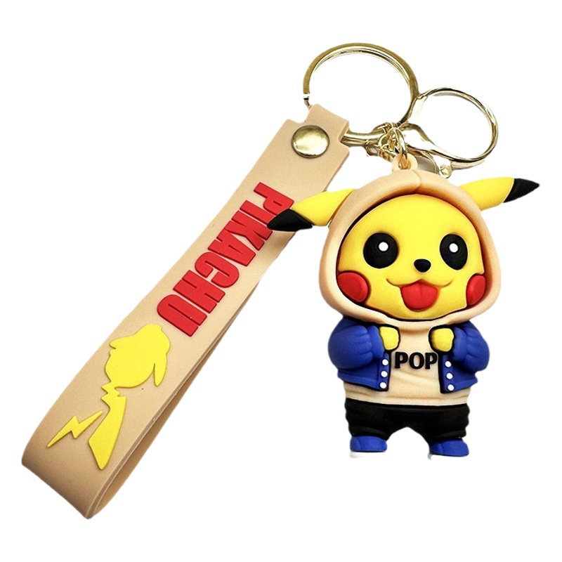 Nueva Pikachu llavero muñeca de goma suave colgante lindo bolsa accesorios llavero coche regalo del estudiante