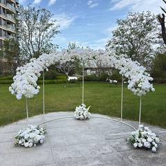 婚庆新款弧形拱门架子白色组合花艺套装婚庆舞台背景装饰仿真花排