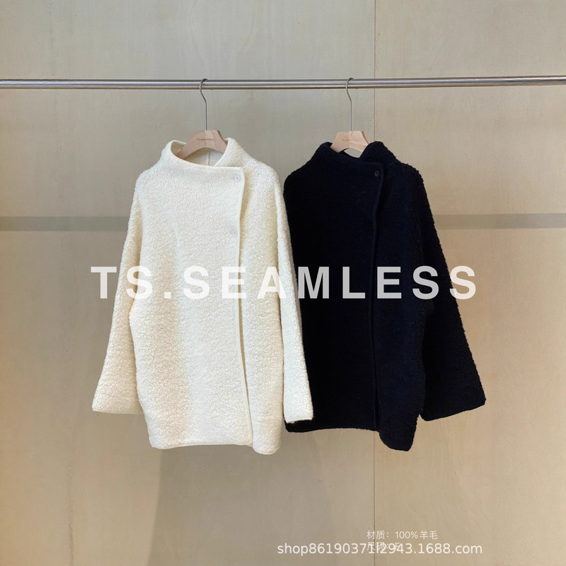 Ts.Seamless Towel Embroidered Stand Collar Off-Shoulder Button Jacket N172