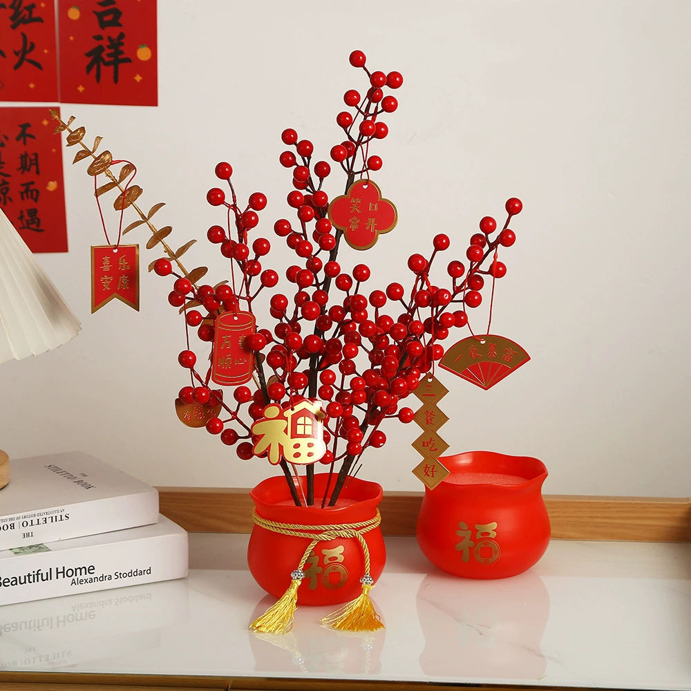 Цветочный горшок праздничный декоративный фудо ведро с красными фруктами