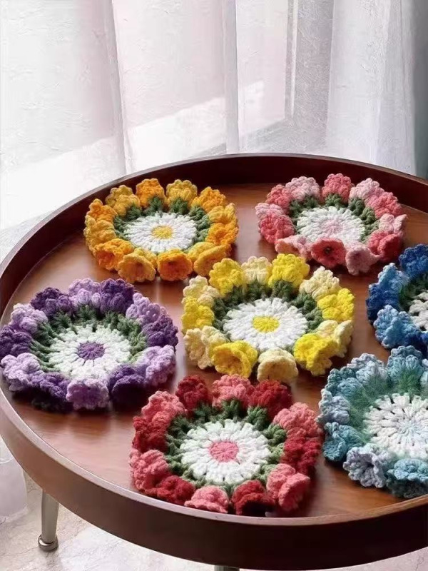 スズランの花コースター DIY 材料パッケージ 手作りギフト 編み物 かぎ針編み 暇つぶし 手作りで退屈を和らげる|undefined
