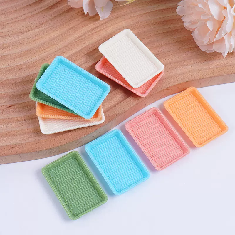 仿真迷你藤盘糕点盘水果盘托盘小盘子微缩食玩迷你厨房过家家玩具