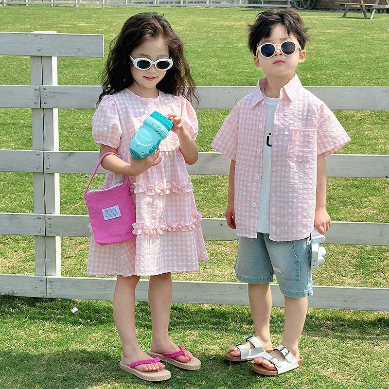 Children's summer set, fresh dress, shirt for boys, shorts