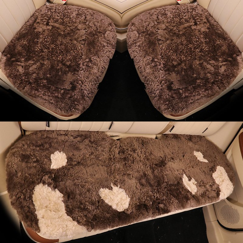 卡通纯羊毛汽车坐垫单片冬季毛绒单座保暖冬天真皮毛一体长毛座垫