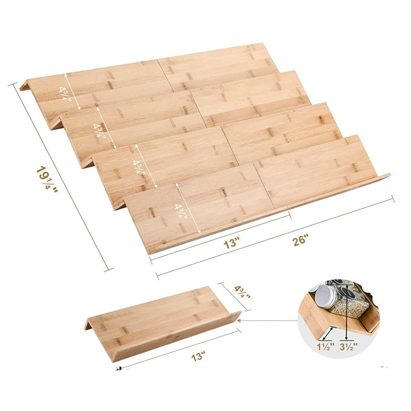 Bamboo adjustable spice rack drawer organizer, 4‑ or 8‑layer kitchen tray