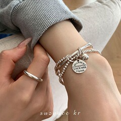 Suzyacc kr百合シンプルで個性的な三層円札ペンダントブレスレット