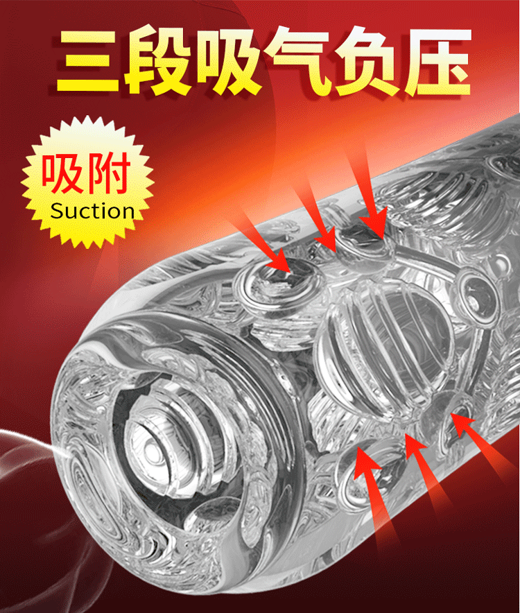Pleasure Crystal Training Masturbator Cup for Men, Zero-Dye TPE Sleeve, Rotating Texture — detail image 5