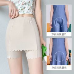 Ice silk safety pants for women, anti-exposure artifact, summer thin belly-controlling double-layer shielding, traceless, non-curling leggings for women