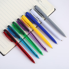 Ballpoint pens with push-button boxes, blue, 0.7mm bullet tip
