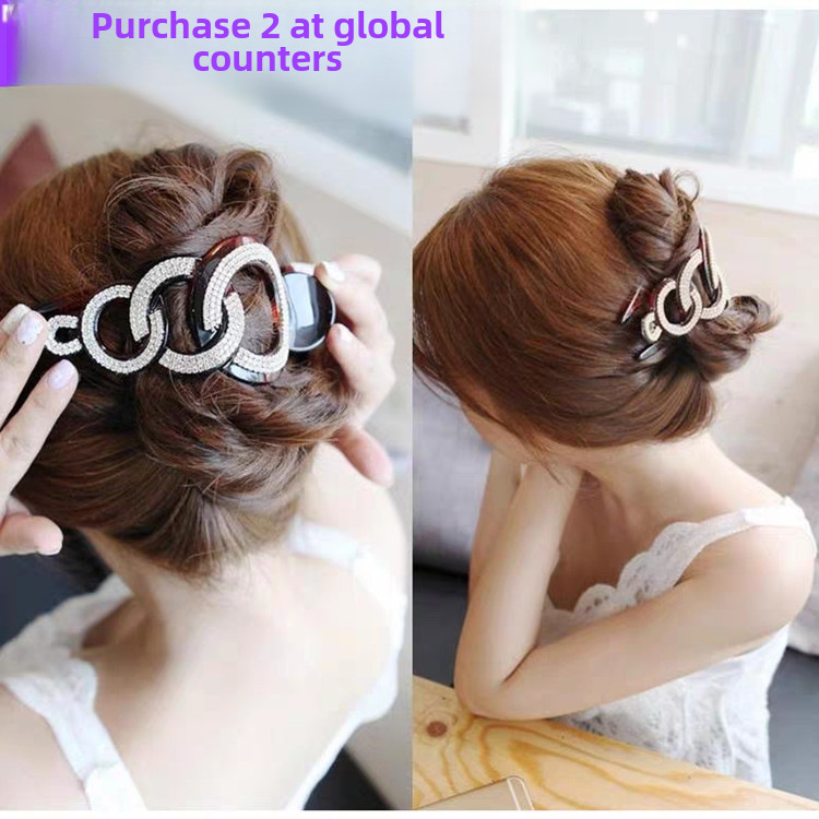 Fermaglio per capelli ovale cavo con strass di perle alla moda coreana, accessori per capelli all'ingrosso, fermaglio per coda di cavallo per adulti, grande fermaglio a torsione, fermaglio con impugnatura all'ingrosso_voghion.com