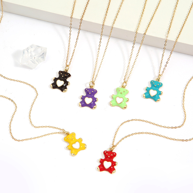 Cute Bear Copper Pendant Necklace Splicing Copper Necklaces