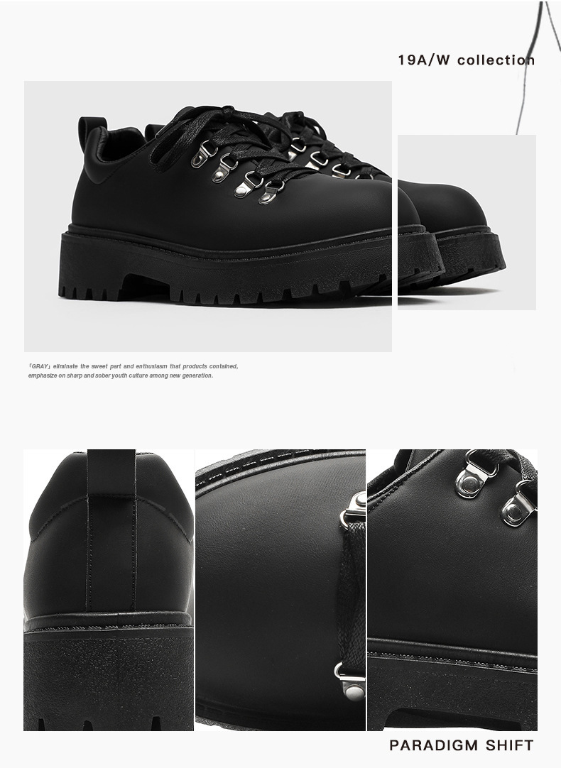 ShoeVault Autunno Nuovo di Nicchia Suola Spessa Pelle Opaca Per Uomo Punta Rotonda Derby Aumento Altezza Stile Britannico Lavoro Trendy Uomo_voghion.com