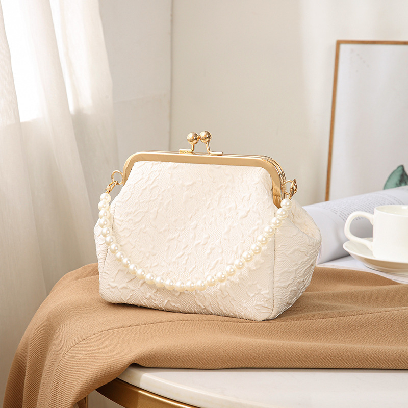 Bag Women's 2025 Pleated Shell Bag New Women's Bag Crossbody Bag Mobile Phone Bag Beaded Handbag Mini Mouth Gold Bag Bag Women's 2025 Pleated Shell Bag New Women's Bag Crossbody Bag Mobile Phone Bag Beaded Handbag Mini Mouth Gold Bag