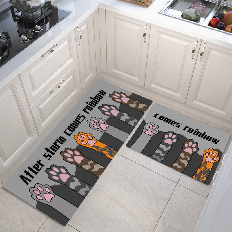 Alfombra de piso antideslizante resistente a las manchas largas de dibujos animados hogar absorbente de aceite alfombra de piso de cocina cristal terciopelo alfombra de piso tienda completa se puede utilizar para la entrega