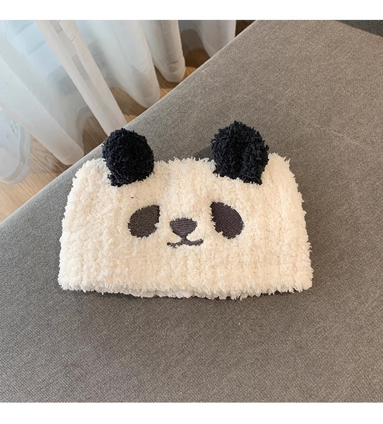 Fascia panda in peluche per lavaggio viso accessorio capelli donna_voghion.com