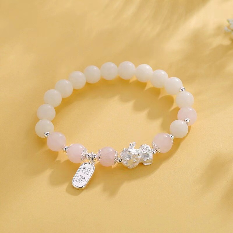 果泡 招财貔貅手串菩提粉晶新中式国潮手串手链女款吞金兽手链