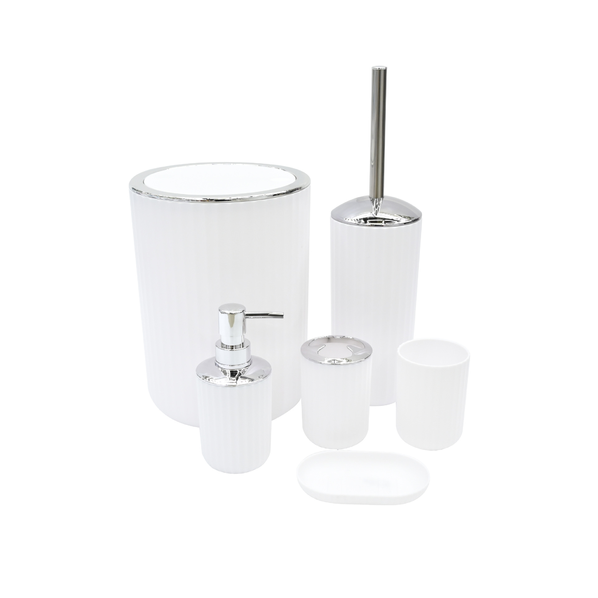 Color puro plástico galvanizado plateado juego de seis piezas estante para cepillos de dientes caja de jabón cepillo de baño almacenamiento de baño kit de lavado