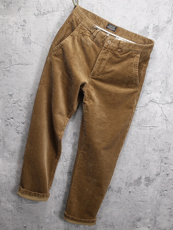 Heavy Corduroy Retro Straight-Leg Cargo Pants, Japanese-Style Casual Corduroy Pants, Men's Loose Long Trousers