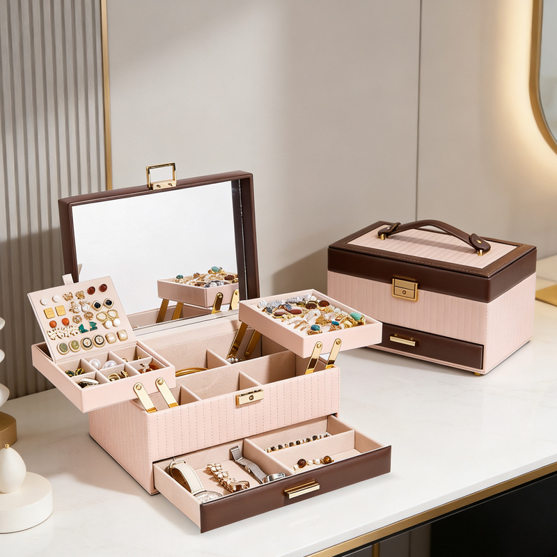 Directly Supplied from the Manufacturer, Jewelry Box with Large Capacity, Portable Drawer for Rings, Necklaces, Bracelets, Earrings, and Jewelry Storage Box