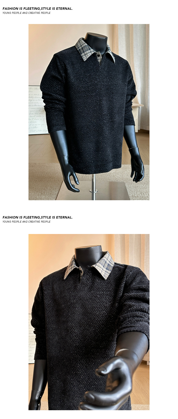 Amerikaanse retro polo sweatshirt met houndstooth voor iedereen_voghion.com
