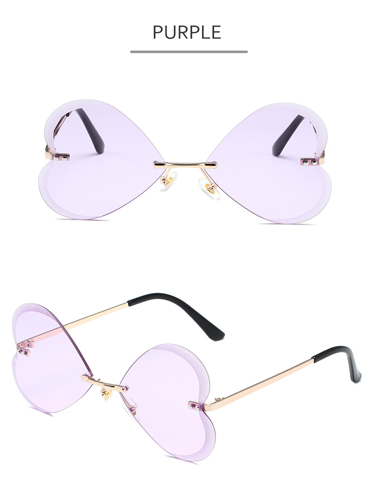 Butterfly Frameless Sunglasses Retro Trend Love Heart Personality Metal Sunglasses For Women_viptrois.com