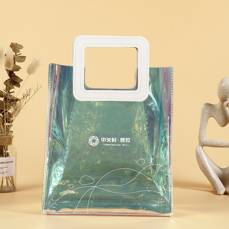 镭射PVC手提袋定 做手提伴手礼袋广告炫彩购物手提袋定 制logo