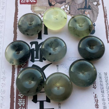 天然玉石加厚平安扣挂件岫玉水墨玉颈饰扣子多彩意境锁骨玉坠吊坠