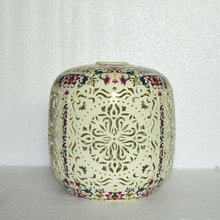 米黄釉景德镇镂空陶瓷吊灯壁灯台灯灯罩外壳diy