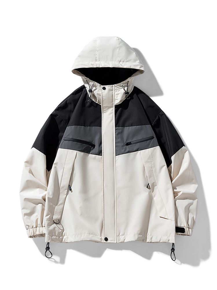 tumn Trend Loose Hübsche Freizeitjacke Herren Wasserdichtes Oberteil Frühling Und Mit Kapuze_voghion.com