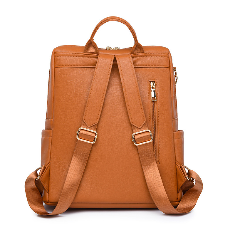 Mochila de color en contraste para mujer 2024 nueva mochila de viaje de gran capacidad de moda de cuero suave mochila multifuncional al por mayor